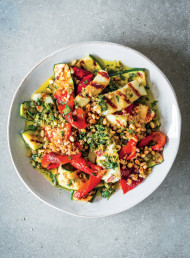 Grilled Capsicum, Zucchini and Haloumi Salad