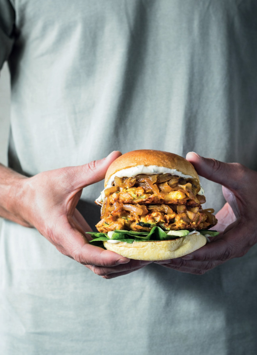 Spiced Carrot, Zucchini and Chickpea Burgers