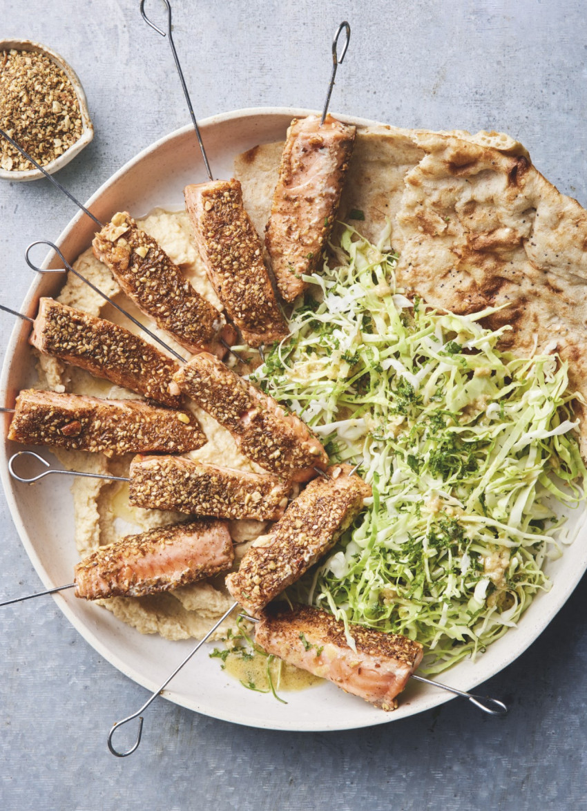 Dukkah-crusted Salmon Skewers