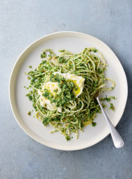 Lots of Winter Greens and Almond Pesto with Pasta
