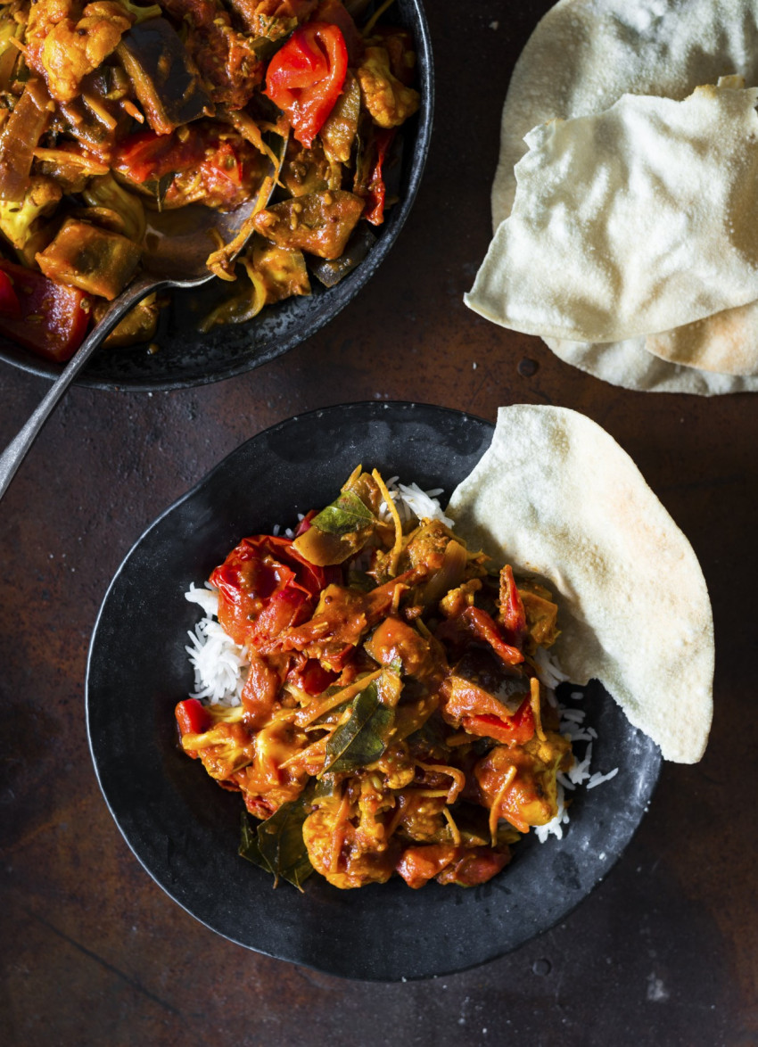 Tomato, Eggplant and Cauliflower Curry