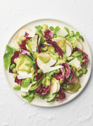 Broad Bean, Radicchio and Pear Salad with Shaved Parmesan