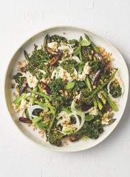 Broccolini and Asparagus with a Farro and Ricotta Salad