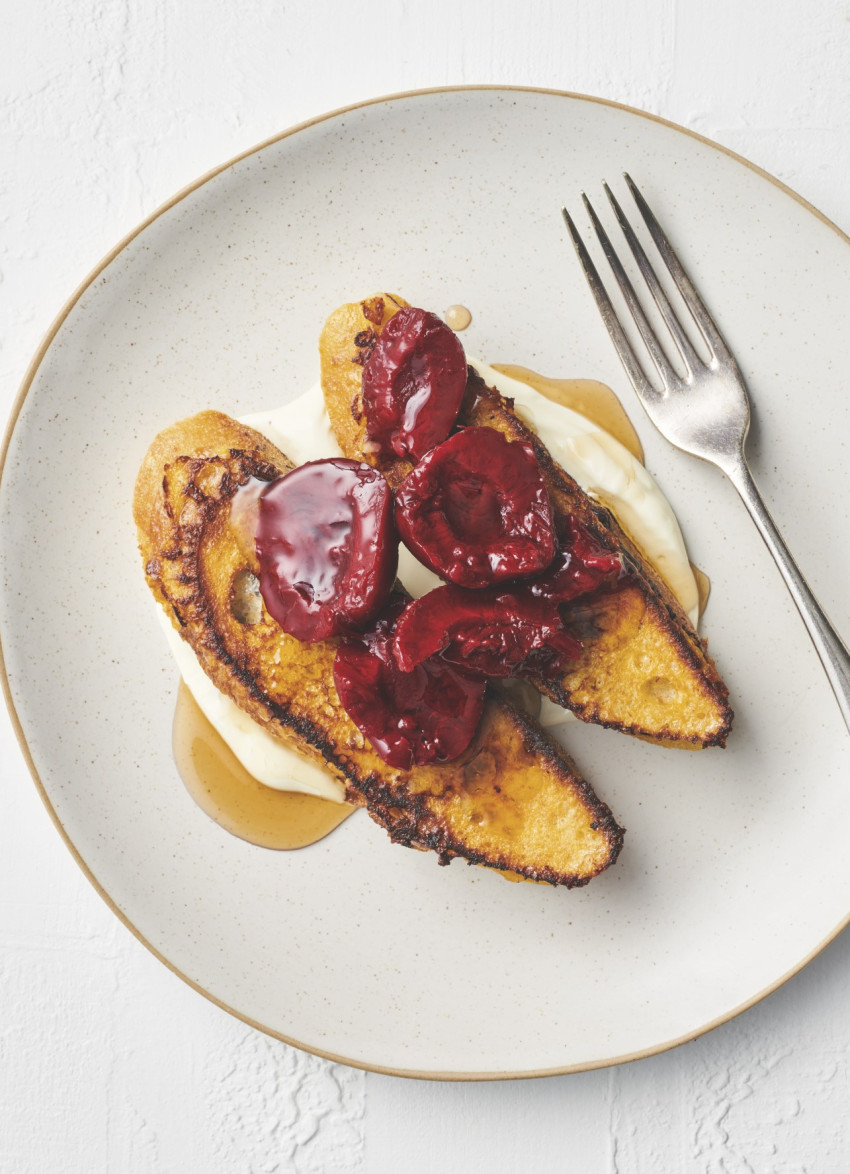 Chocolate French Toast with Plums and Mascarpone