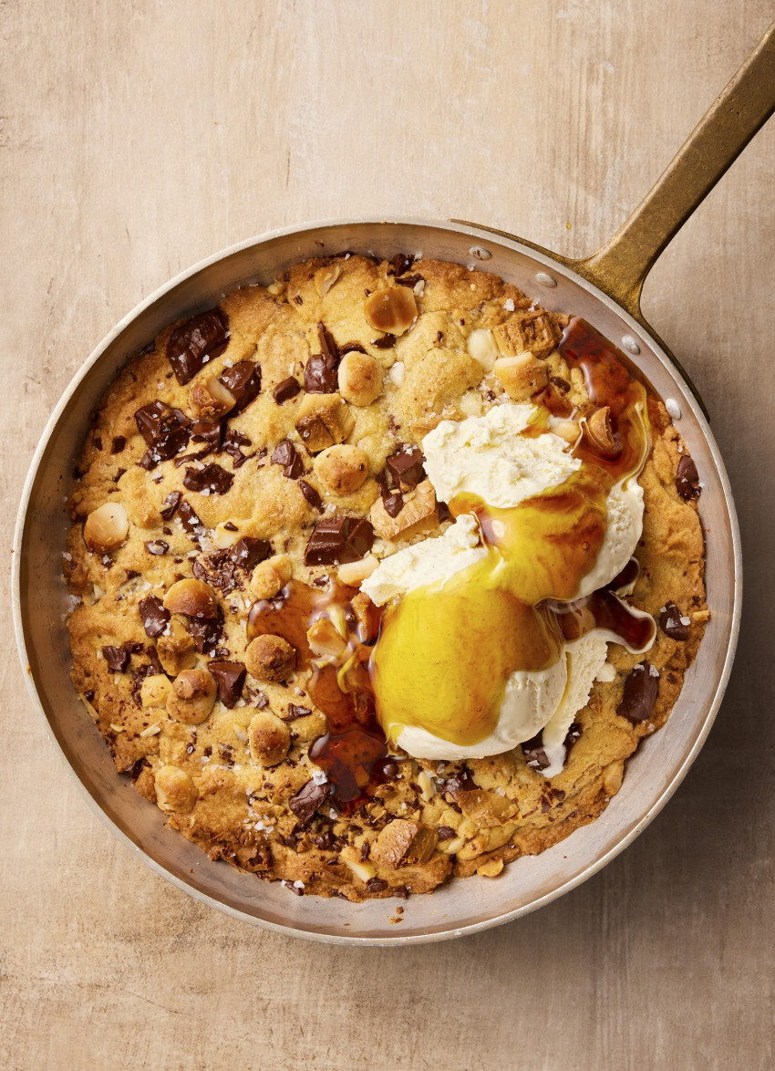 Double-choc Macadamia Skillet Cookie