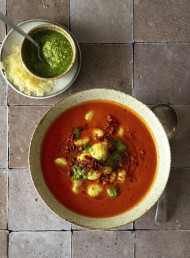 Tomato and Gnocchi Soup with Chorizo Crumb