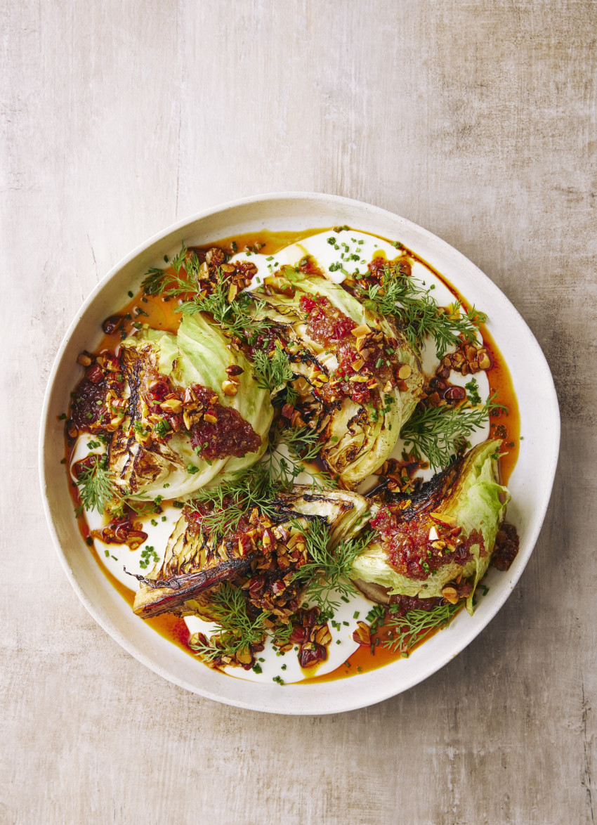 Charred Cabbage Wedges with Chilli Agrodolce, Whipped Ricotta and Smoky Almonds