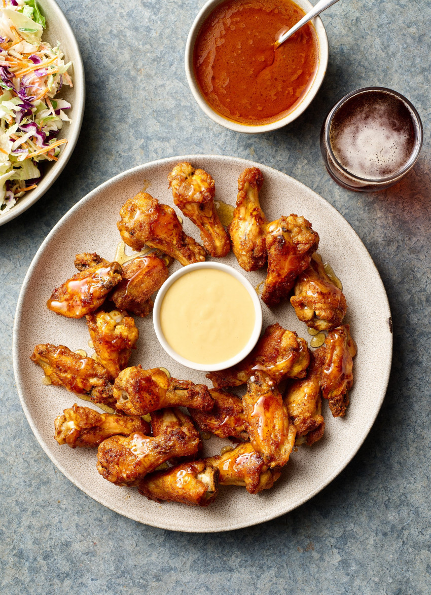Baked Hot Wings with Two Dips