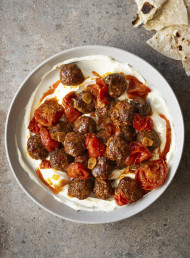 Harissa Lamb Meatballs with Roasted Tomatoes 