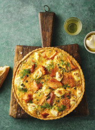 Hot Smoked Salmon, Fennel and Caper Tart