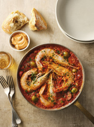 Smoky Chorizo, Green Olive and Prawn Paella 