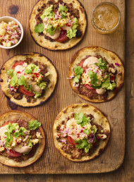 Pork and Chorizo Smash Burger Tacos with Pineapple Salsa 