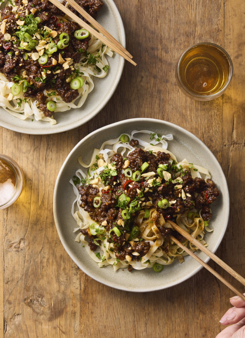 Spicy Beef and Rice Noodle Bowls