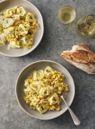 Tortellini with Garlic Cream, Tarragon and Sweetcorn