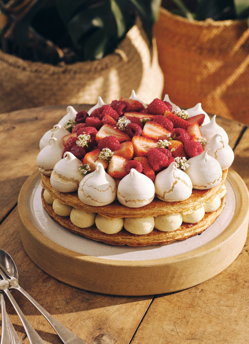 Mille-feuille Cake with Summer Berries and White Chocolate Cream