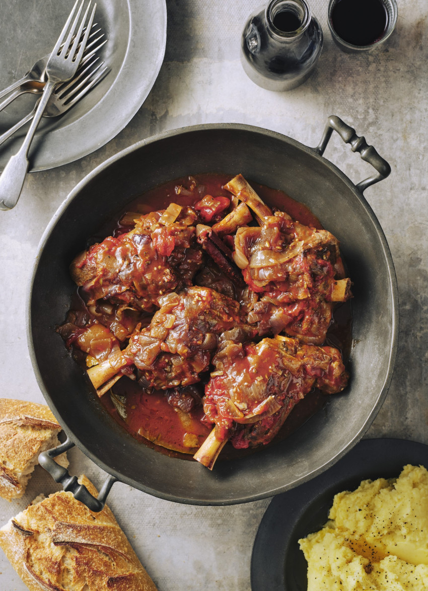 Smoky Tomato and Wine Braised Lamb Shanks