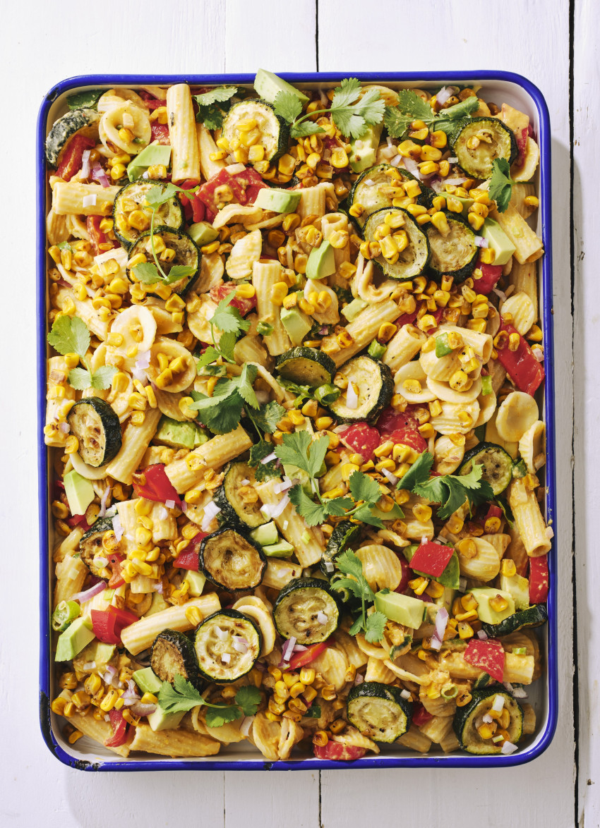 Store-cupboard Pasta Salad with Smoked Paprika and Garlic Sweetcorn Mayo