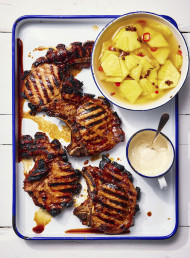 Sticky Pork Chops with Szechuan Pepper and Ginger Pickled Pineapple 