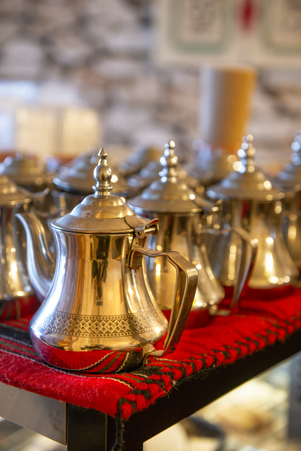 Traditional pots at Petra Shawarma, Kingsland, Auckland.