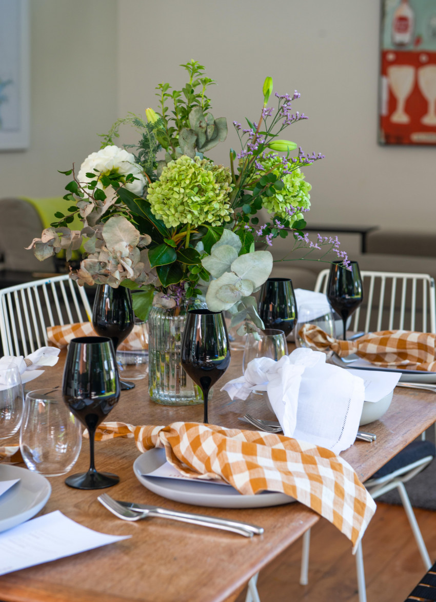 The table laid for the dish Club to come together and feast.