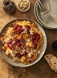 Crispy Chorizo Salami and Roasted Pumpkin Risotto
