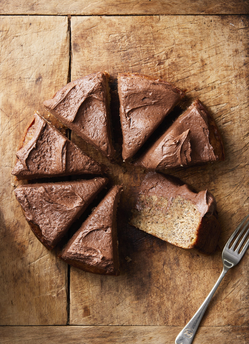 Banana and Coconut Cake with Whipped Chocolate Cream Cheese Icing