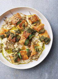 Spiced Salmon and Zucchini Skewers with Chimichurri 