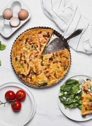Caramelised Onion, Spinach and Bacon Quiche
