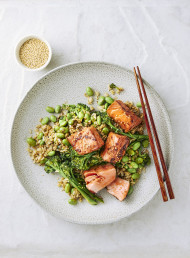 Tamari-glazed Salmon on Brown Rice