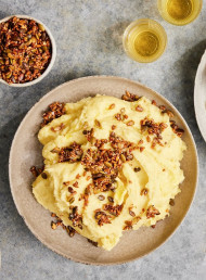 Garlic Mashed Potatoes with Crunchy Seedy Crumbs