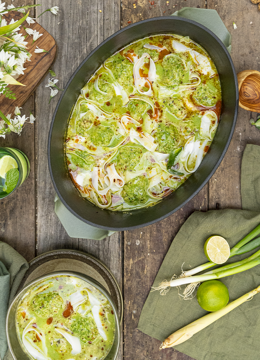 Thai Fishballs in a Green Coconut Broth