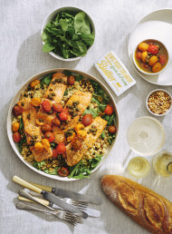 Garlic & Parsley Butter Seared Salmon with Blistered Tomatoes and Couscous