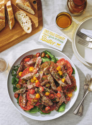 Garlic & Parsley Butter Steaks with Tomato Salad 
