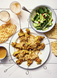 Thai Chicken Satay Skewers with Smashed Cucumber Salad