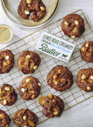 Browned Sea Salt Crystals Butter, Dark Chocolate and Toffee Cookies