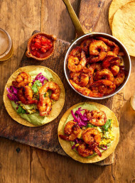Fiesta Tostadas with Spicy Prawns and All the Good Stuff