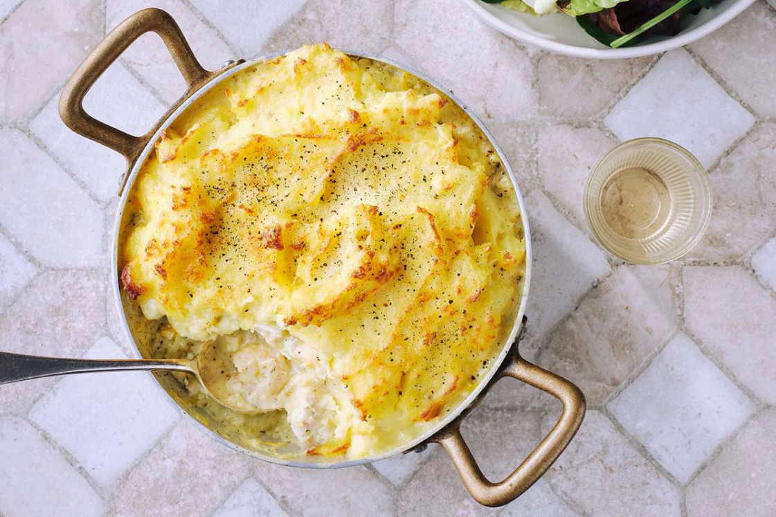Fish, Prawn and Leek Pie and Creamy Mash – recipe from dish Magazine