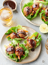 Spicy Pork Meatball and Salad Wraps
