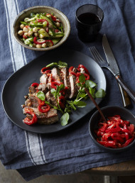 Lamb Steaks with Roasted Capsicum Piri Piri Salsa