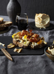 Smoked Ricotta and Mushroom Toasts with Pancetta