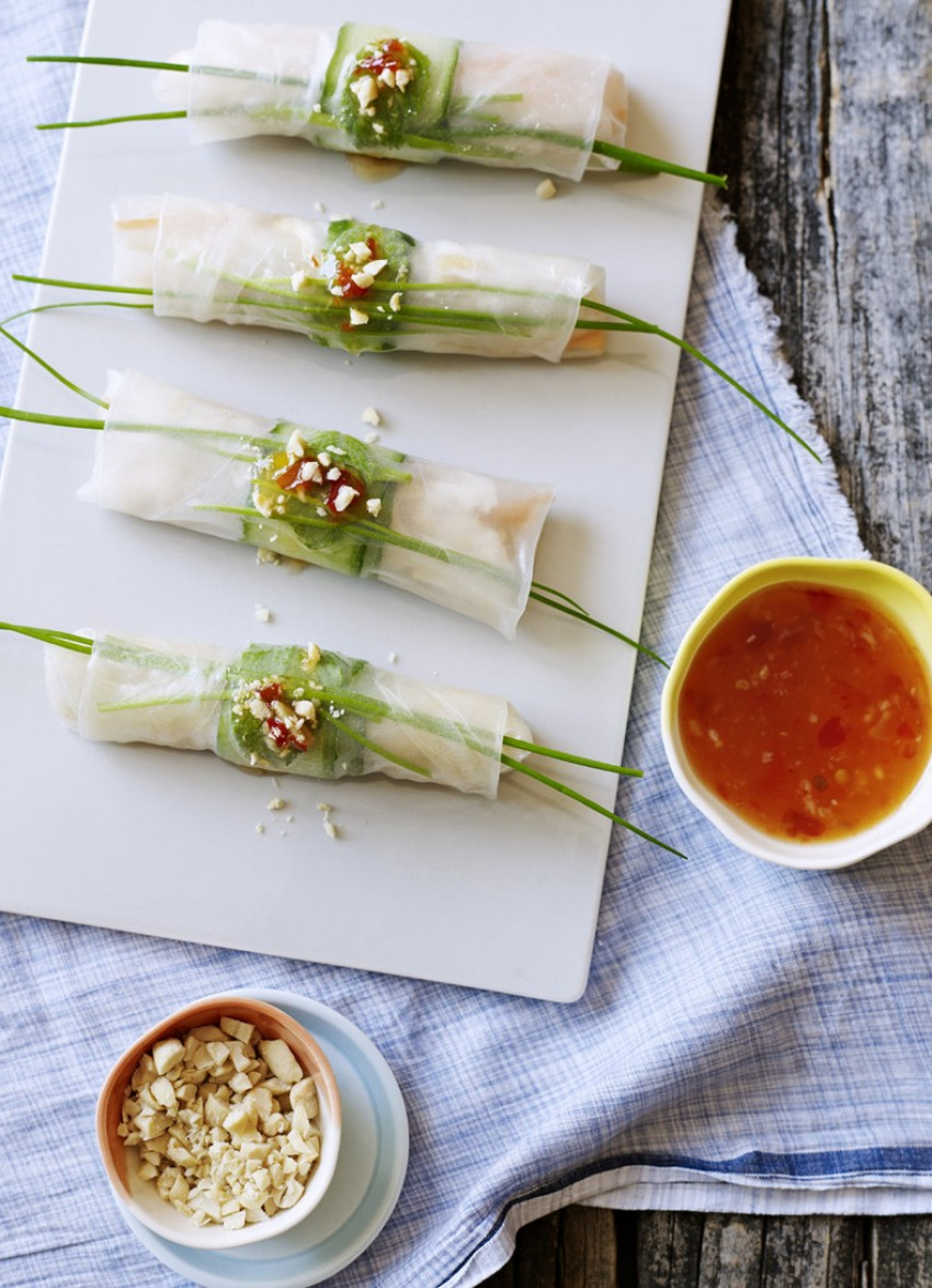 Ginger and Coconut Chicken Spring Rolls