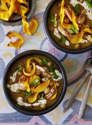 Moroccan Pumpkin Soup with Prawns and Chickpeas 