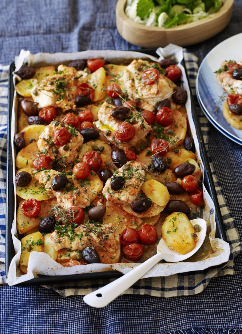 Tray-Baked Provenal Fish and Potatoes