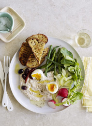 White Bean and Tuna Hummus with Soft Eggs