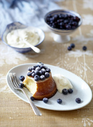 Lemon and Coconut Puddings with Fresh Blueberries 