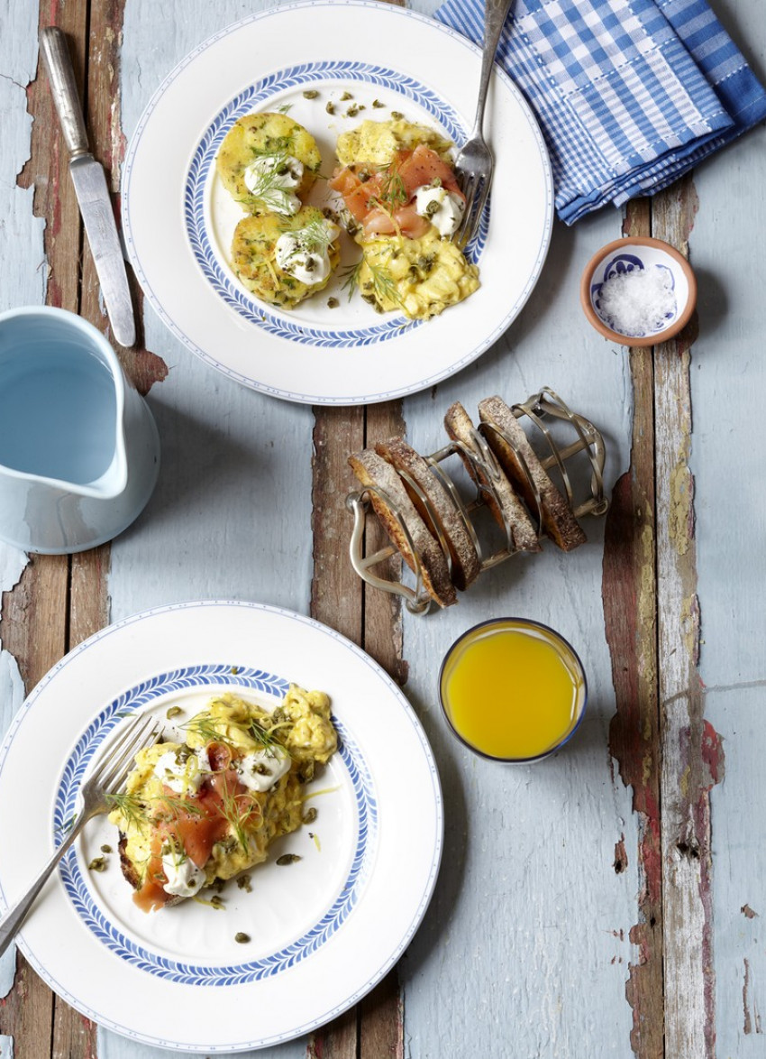 Creamed Eggs with Smoked Salmon, Capers and Lemon