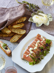 Salmon Crostini with Lemon Crème Fraiche