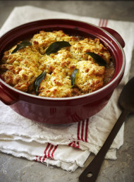 Braised Pork and Apples with Herb and Cheese Cobbler 