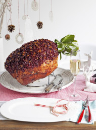 Baked Ham with Cranberries and Glace Peaches