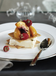 Nougat Sesame Biscuits with Honey Roasted Peaches